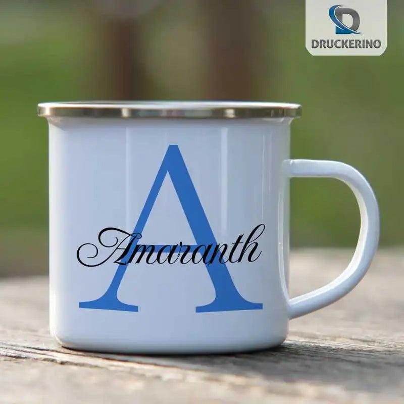 Emaille Tasse mit Namen | Motiv 3 | Amaranth - Druckerino