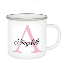 Emaille Tasse mit Namen | Motiv 3 | Angeliki - Druckerino