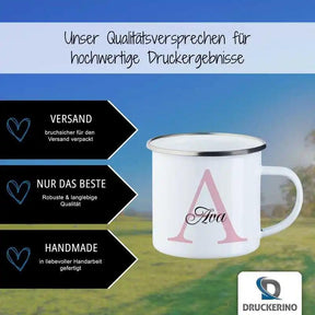 Emaille Tasse mit Namen | Motiv 3 | Ava - Druckerino