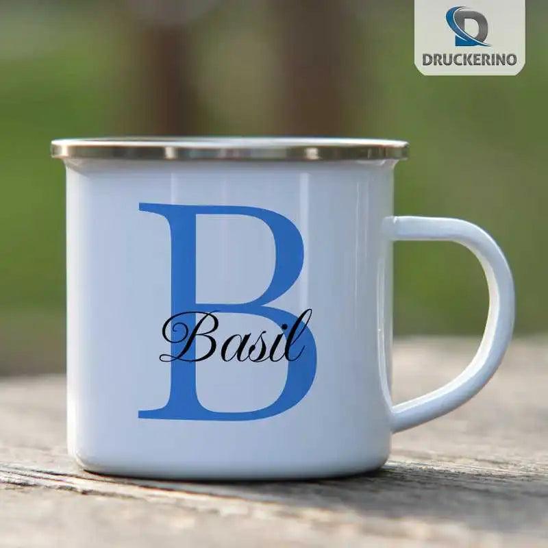 Emaille Tasse mit Namen | Motiv 3 | Basil - Druckerino