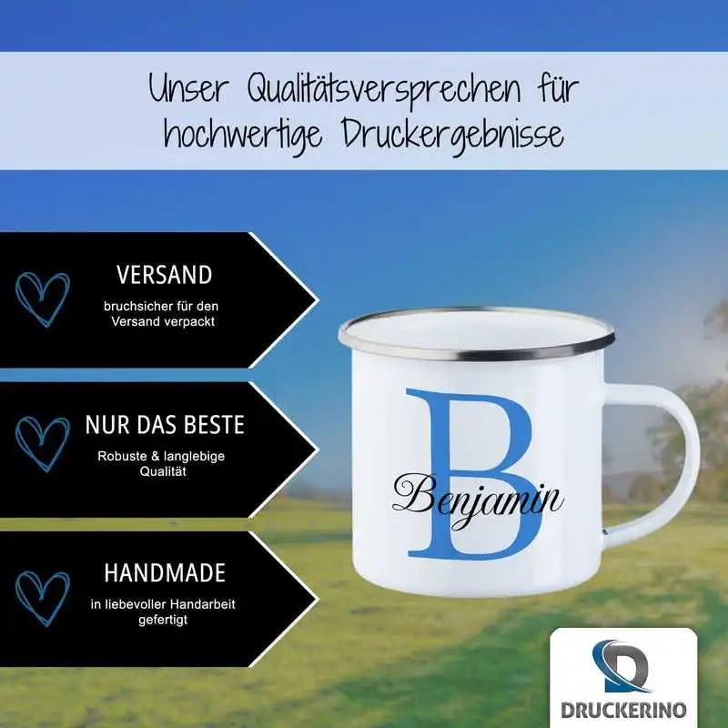 Emaille Tasse mit Namen | Motiv 3 | Benjamin - Druckerino
