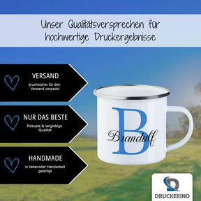 Emaille Tasse mit Namen | Motiv 3 | Brandulf - Druckerino