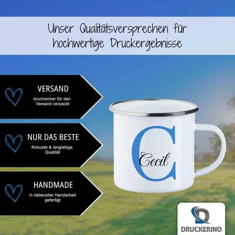 Emaille Tasse mit Namen | Motiv 3 | Cecil - Druckerino