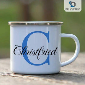 Emaille Tasse mit Namen | Motiv 3 | Christfried - Druckerino