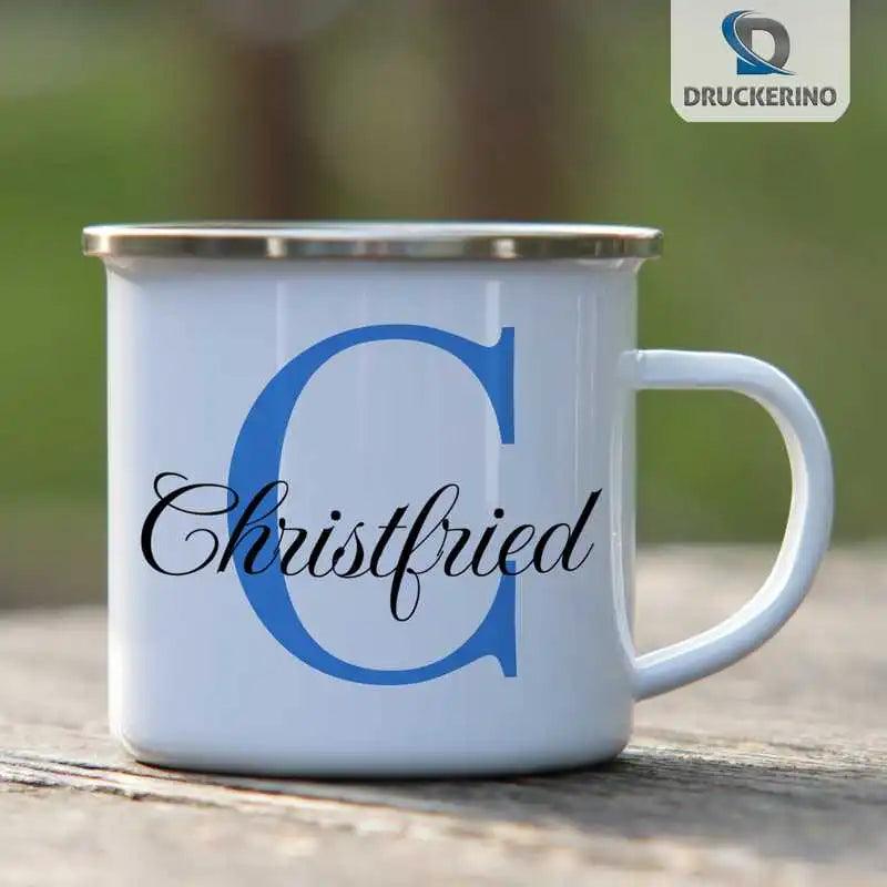 Emaille Tasse mit Namen | Motiv 3 | Christfried - Druckerino