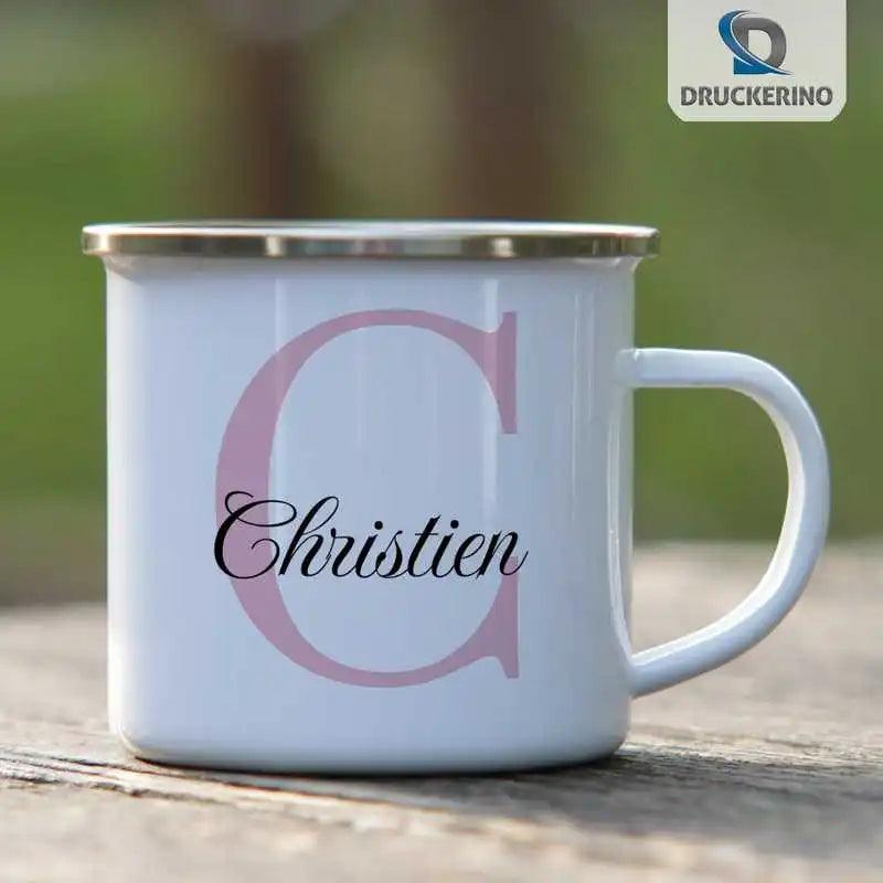 Emaille Tasse mit Namen | Motiv 3 | Christien - Druckerino