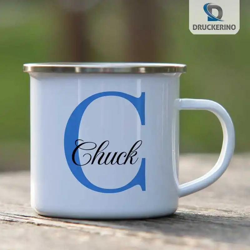 Emaille Tasse mit Namen | Motiv 3 | Chuck - Druckerino