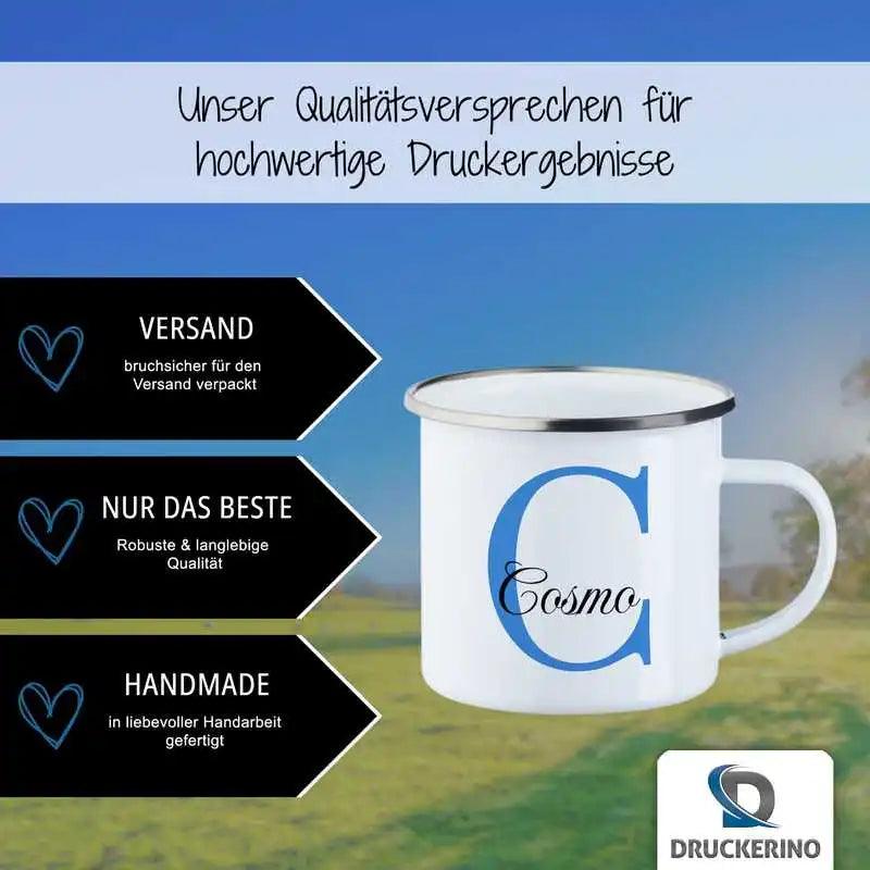 Emaille Tasse mit Namen | Motiv 3 | Cosmo - Druckerino