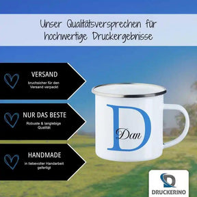 Emaille Tasse mit Namen | Motiv 3 | Dan - Druckerino