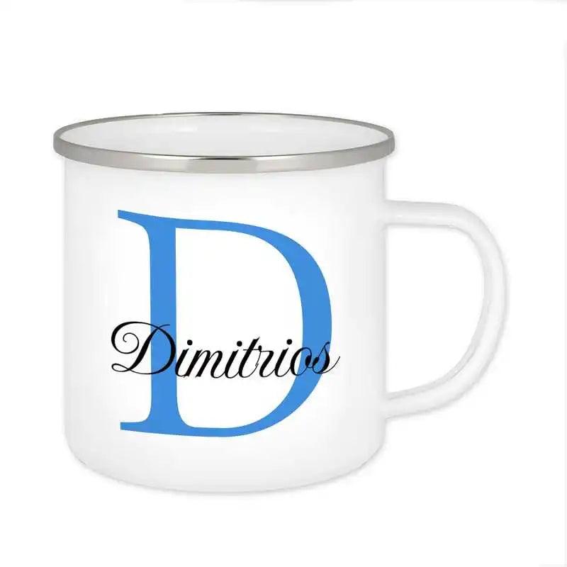 Emaille Tasse mit Namen | Motiv 3 | Dimitrios - Druckerino