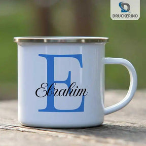 Emaille Tasse mit Namen | Motiv 3 | Ebrahim - Druckerino