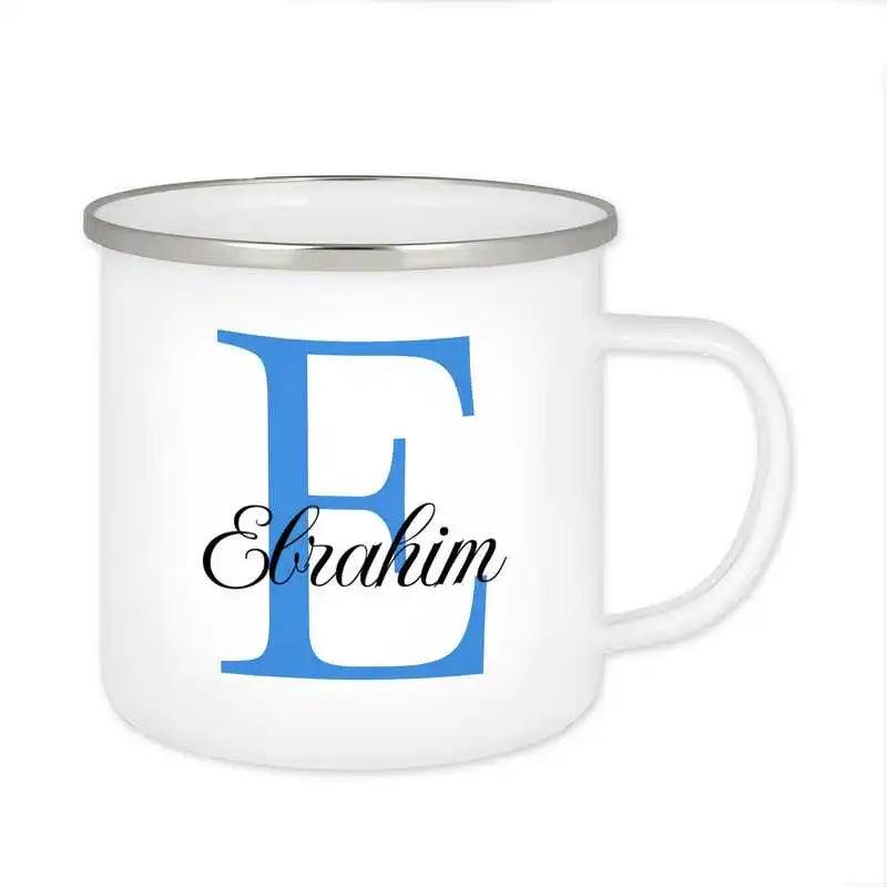 Emaille Tasse mit Namen | Motiv 3 | Ebrahim - Druckerino