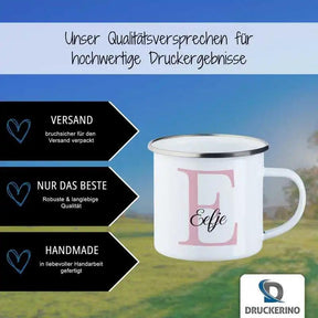 Emaille Tasse mit Namen | Motiv 3 | Eefje - Druckerino