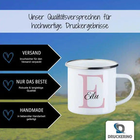 Emaille Tasse mit Namen | Motiv 3 | Eila - Druckerino