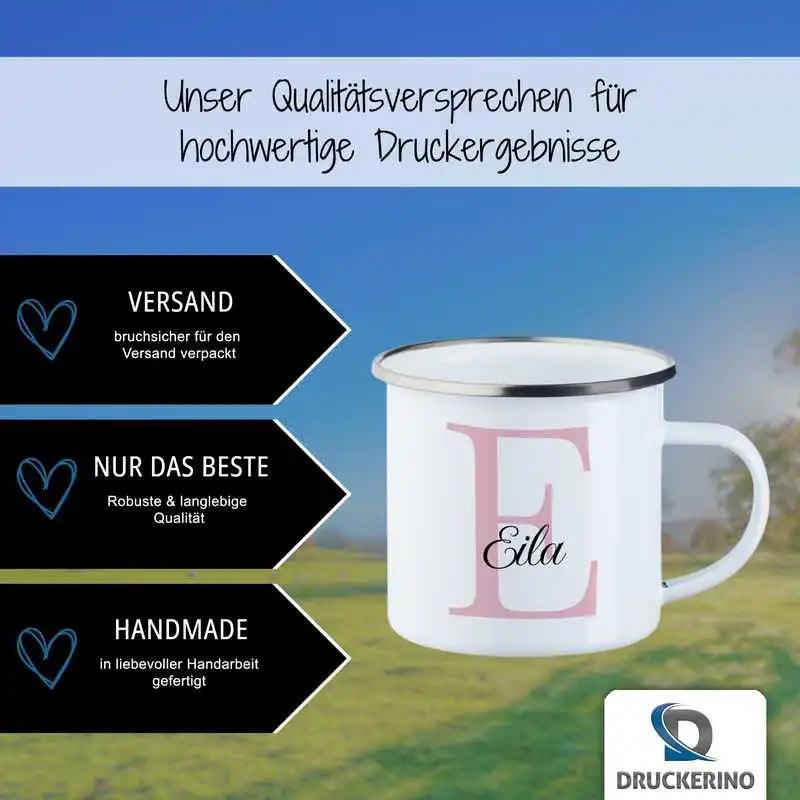 Emaille Tasse mit Namen | Motiv 3 | Eila - Druckerino