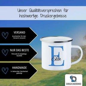 Emaille Tasse mit Namen | Motiv 3 | Ekin - Druckerino