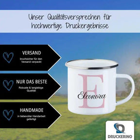 Emaille Tasse mit Namen | Motiv 3 | Eleonora - Druckerino