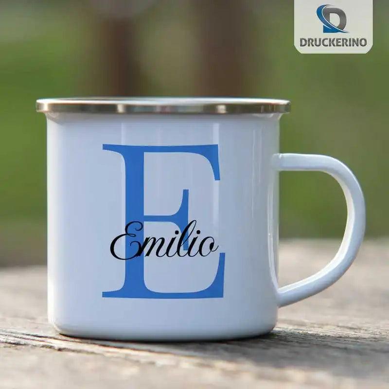Emaille Tasse mit Namen | Motiv 3 | Emilio - Druckerino