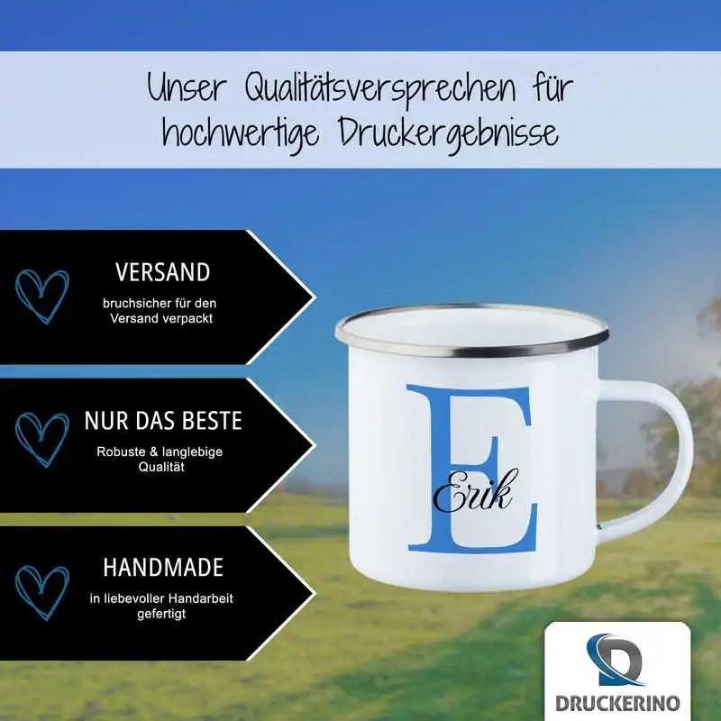 Emaille Tasse mit Namen | Motiv 3 | Erik - Druckerino