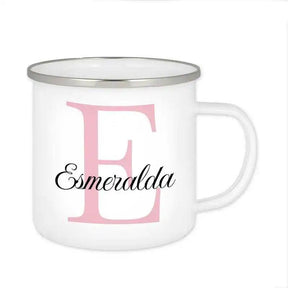 Emaille Tasse mit Namen | Motiv 3 | Esmeralda - Druckerino