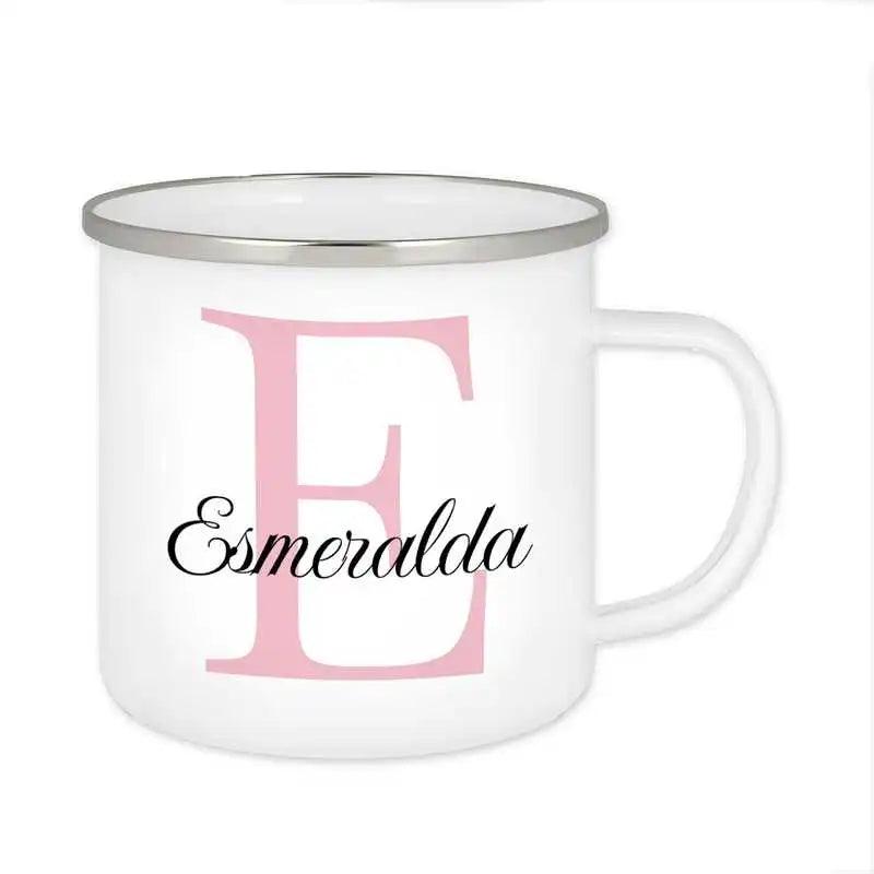 Emaille Tasse mit Namen | Motiv 3 | Esmeralda - Druckerino