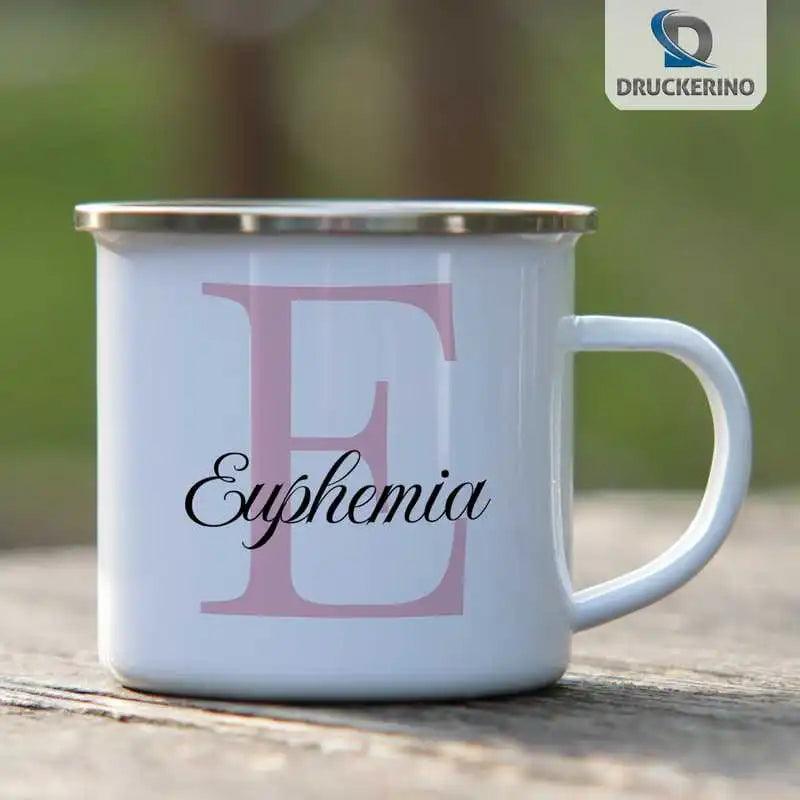 Emaille Tasse mit Namen | Motiv 3 | Euphemia - Druckerino