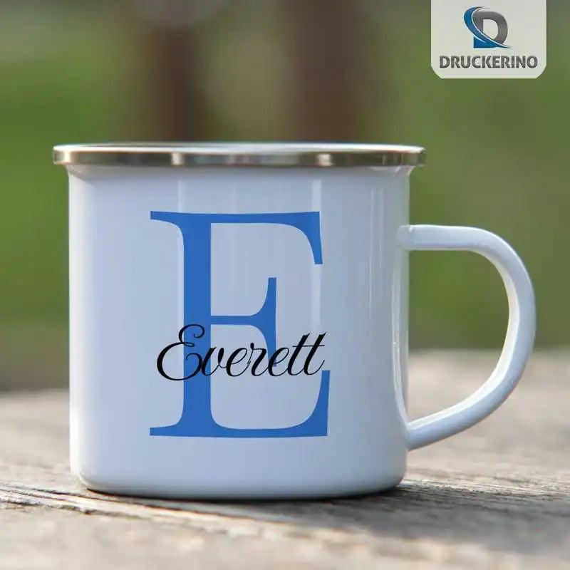 Emaille Tasse mit Namen | Motiv 3 | Everett - Druckerino