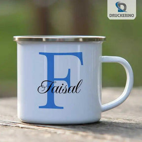 Emaille Tasse mit Namen | Motiv 3 | Faisal - Druckerino