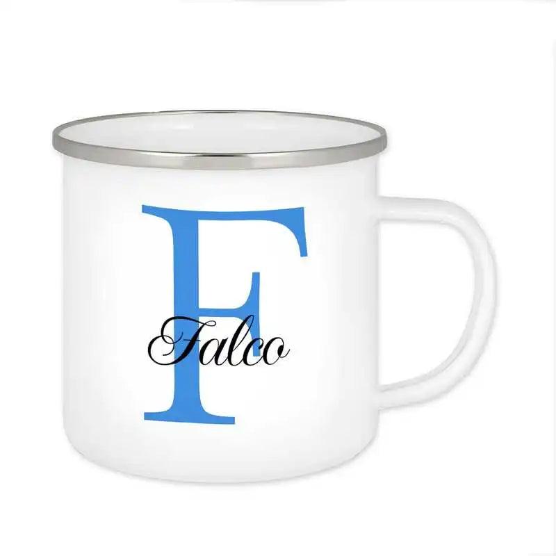 Emaille Tasse mit Namen | Motiv 3 | Falco - Druckerino