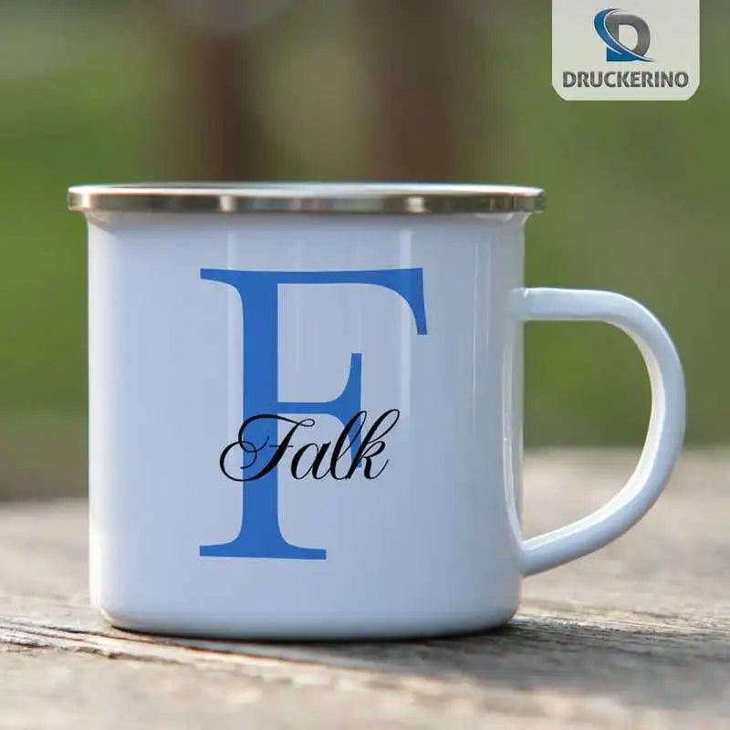 Emaille Tasse mit Namen | Motiv 3 | Falk - Druckerino