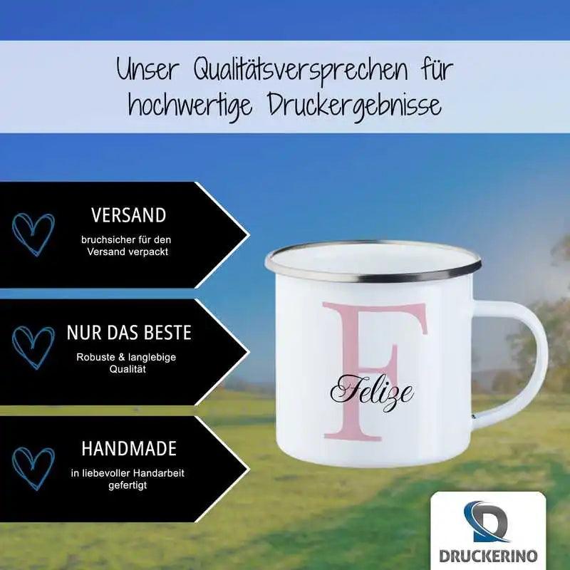Emaille Tasse mit Namen | Motiv 3 | Felize - Druckerino