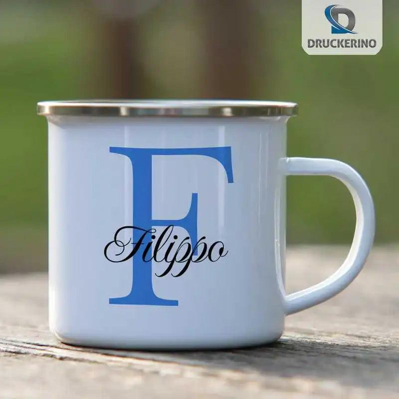Emaille Tasse mit Namen | Motiv 3 | Filippo - Druckerino