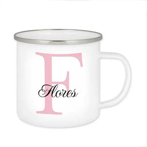 Emaille Tasse mit Namen | Motiv 3 | Flores - Druckerino