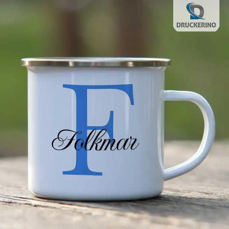 Emaille Tasse mit Namen | Motiv 3 | Folkmar - Druckerino