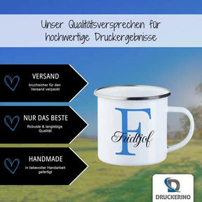 Emaille Tasse mit Namen | Motiv 3 | Fridtjof - Druckerino