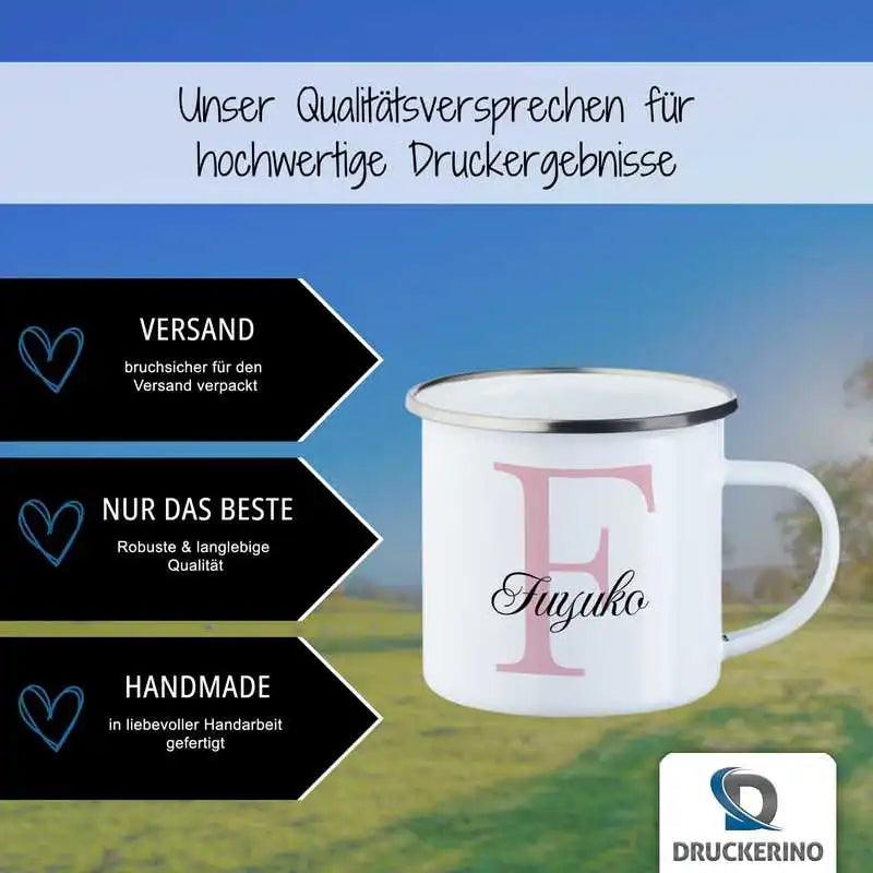 Emaille Tasse mit Namen | Motiv 3 | Fuyuko - Druckerino