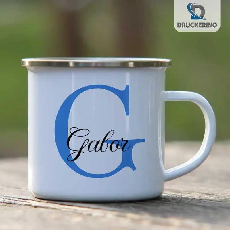 Emaille Tasse mit Namen | Motiv 3 | Gabor - Druckerino