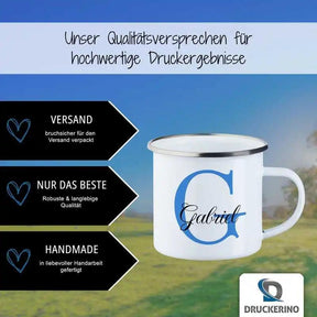 Emaille Tasse mit Namen | Motiv 3 | Gabriel - Druckerino