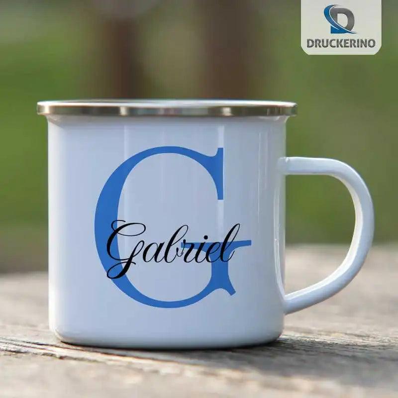 Emaille Tasse mit Namen | Motiv 3 | Gabriel - Druckerino