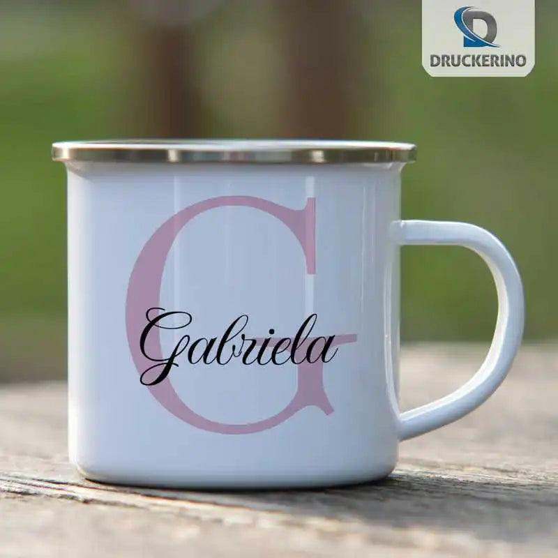 Emaille Tasse mit Namen | Motiv 3 | Gabriela - Druckerino