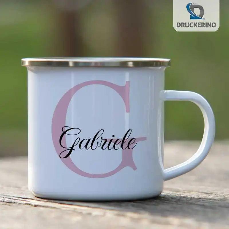 Emaille Tasse mit Namen | Motiv 3 | Gabriele - Druckerino