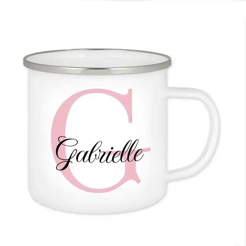 Emaille Tasse mit Namen | Motiv 3 | Gabrielle - Druckerino