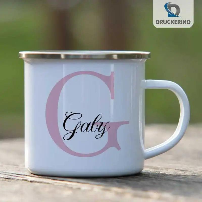 Emaille Tasse mit Namen | Motiv 3 | Gaby - Druckerino