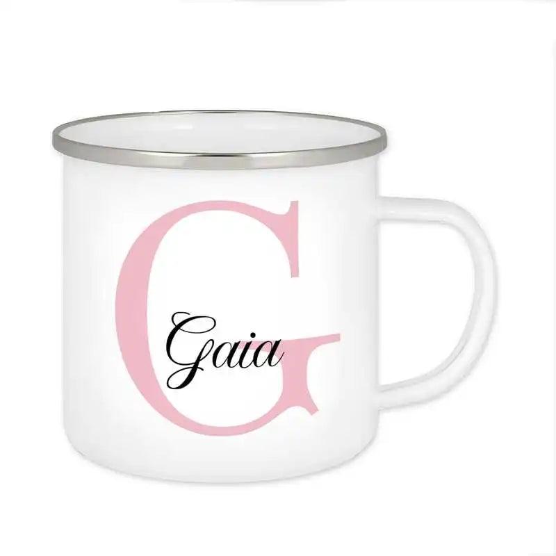 Emaille Tasse mit Namen | Motiv 3 | Gaia - Druckerino