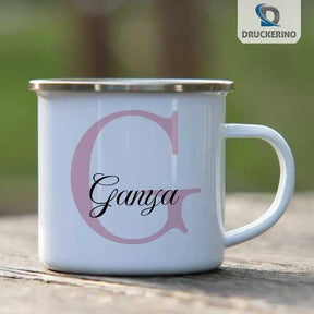 Emaille Tasse mit Namen | Motiv 3 | Ganya - Druckerino