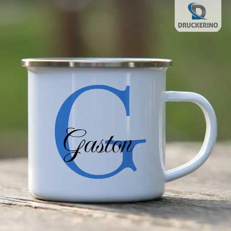 Emaille Tasse mit Namen | Motiv 3 | Gaston - Druckerino