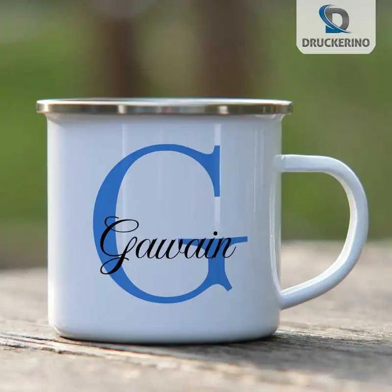 Emaille Tasse mit Namen | Motiv 3 | Gawain - Druckerino