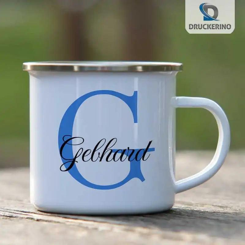 Emaille Tasse mit Namen | Motiv 3 | Gebhard - Druckerino