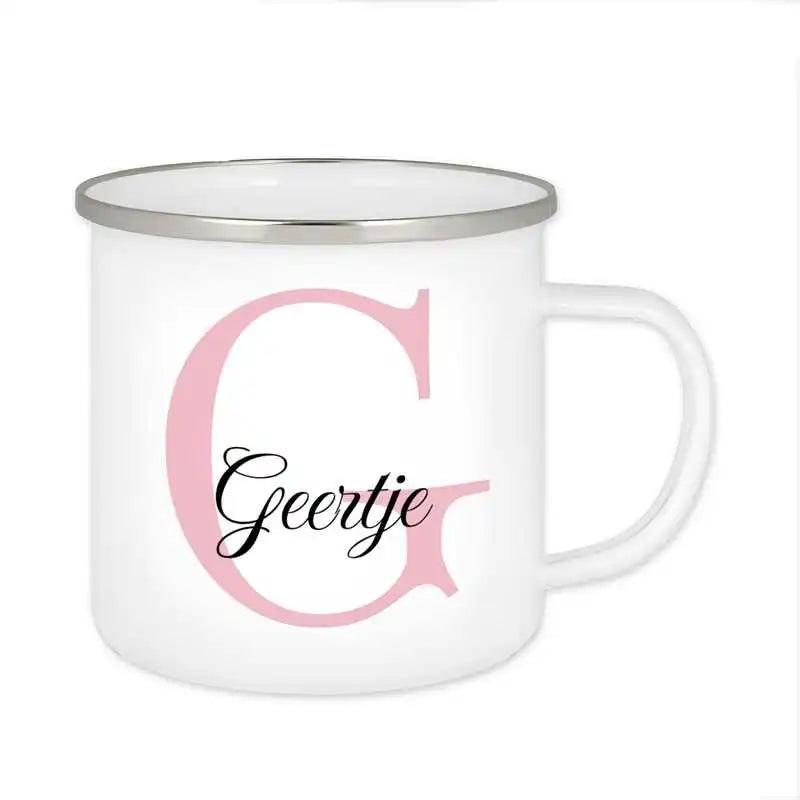 Emaille Tasse mit Namen | Motiv 3 | Geertje - Druckerino