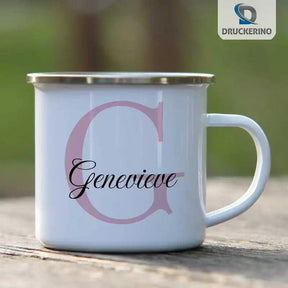 Emaille Tasse mit Namen | Motiv 3 | Genevieve - Druckerino
